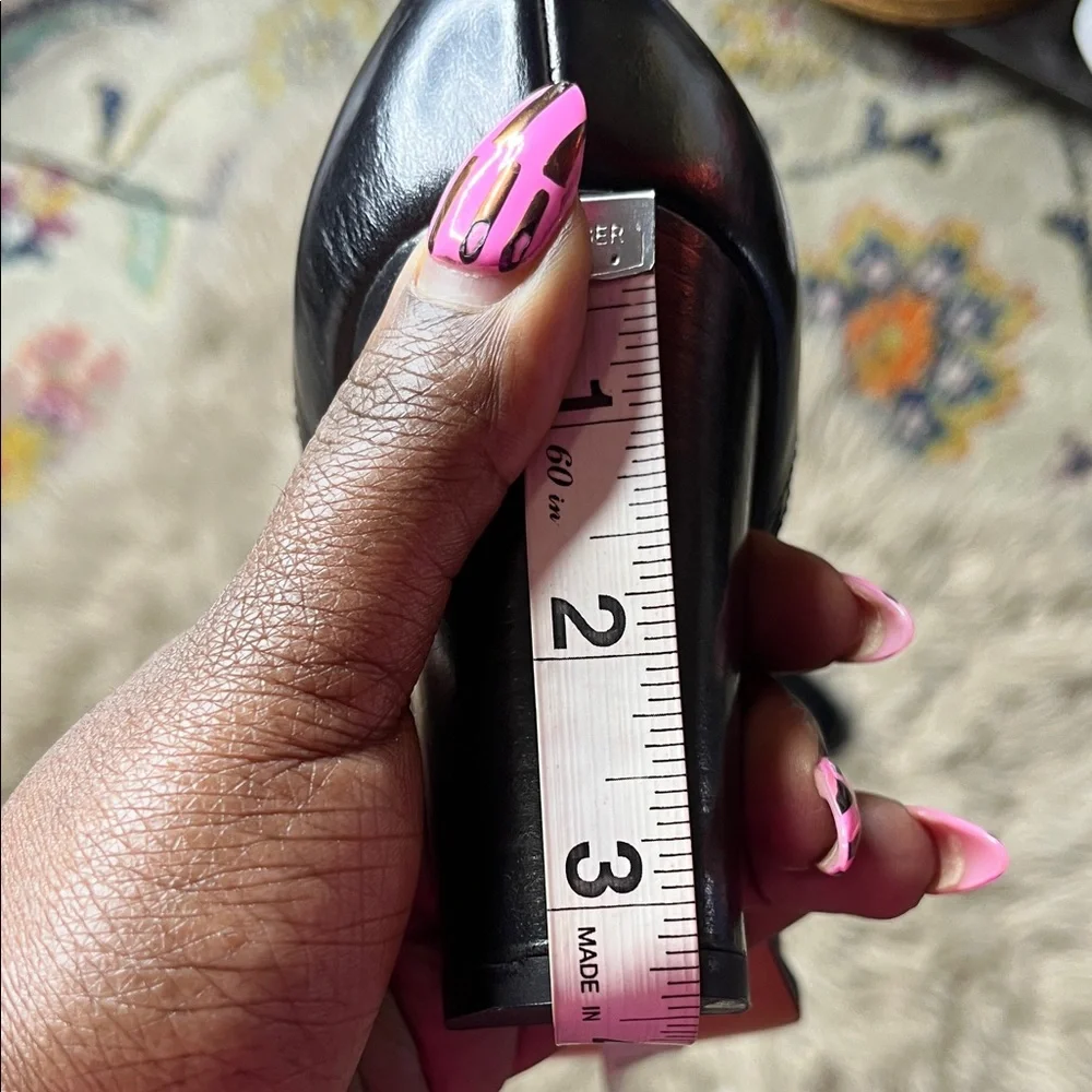 Anne Klein Black Patent Block Heel Pumps with Brogue Detail - Picture 8 of 8